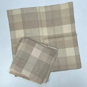 Vintage Thai Silk Napkins from GUMP'S San Francisco Off White & Pale Beige Plaid
